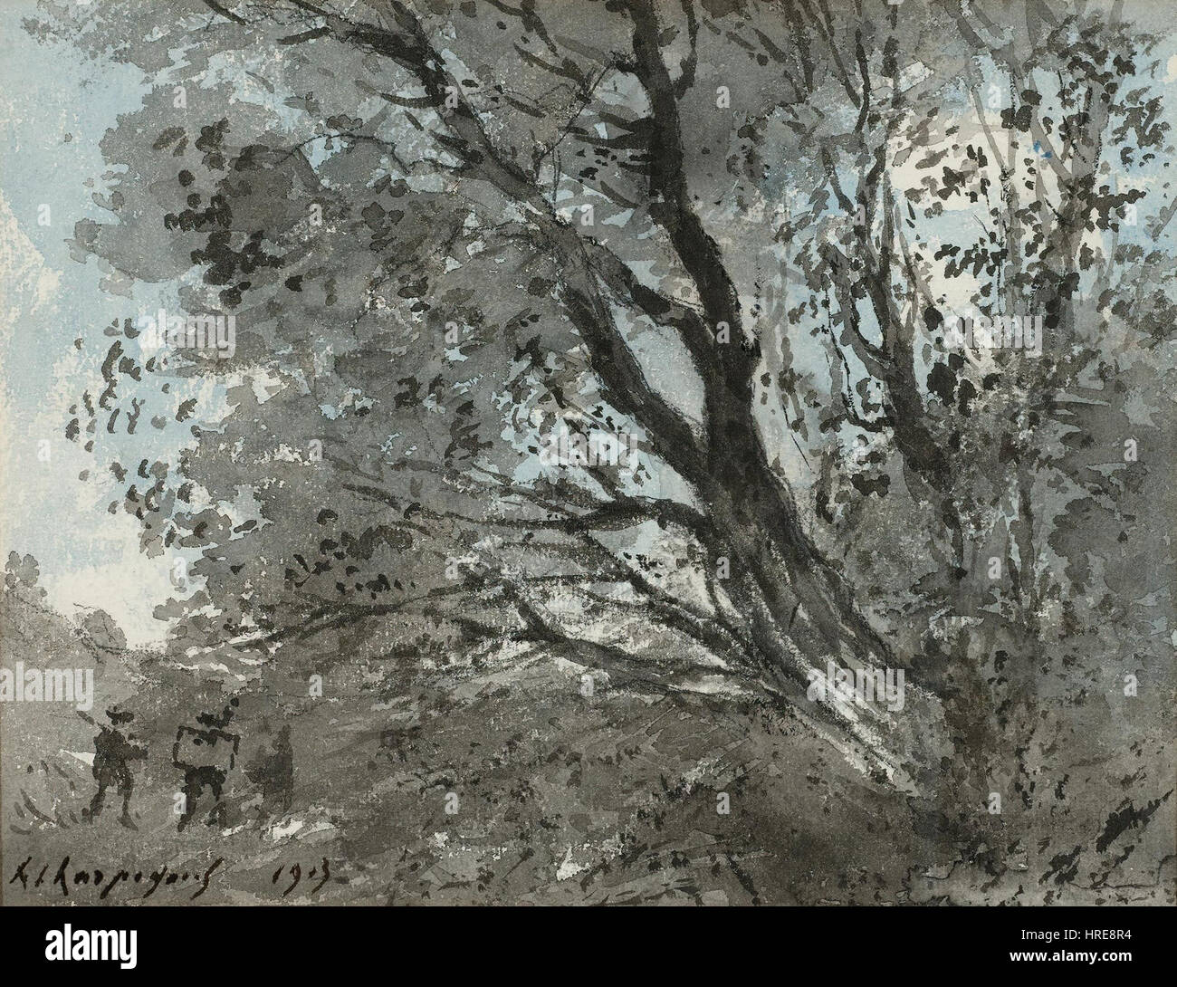 Henri Joseph Harpignies - Etude des arbres Stock Photo