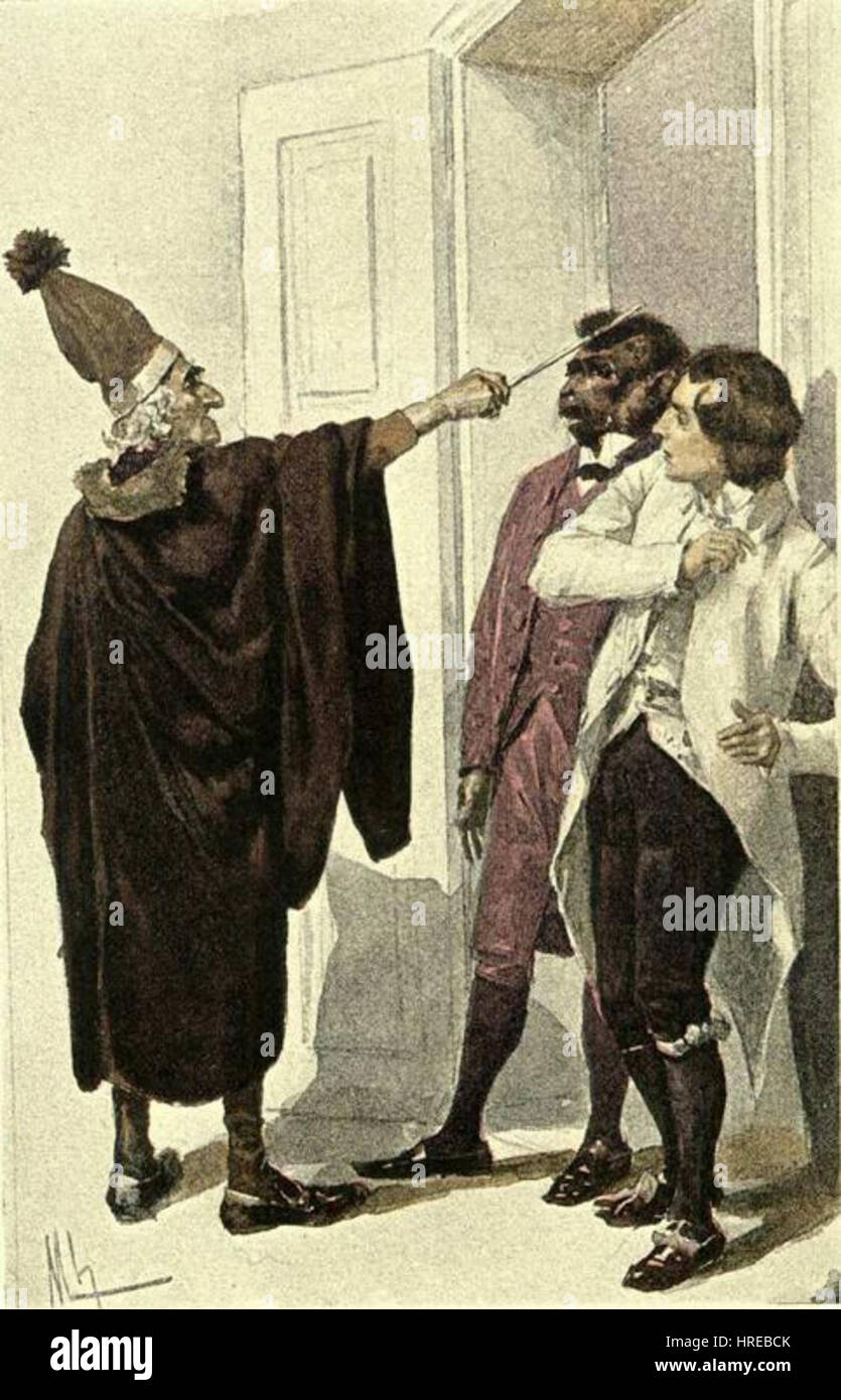 Felicien de Myrbach’s 'Aventures de la famille Raton' depicts an amusing and adventurous story of the Raton family. The illustration captures the whimsical and humorous nature of the narrative, showing the artist’s skill in depicting character-driven art. Stock Photo
