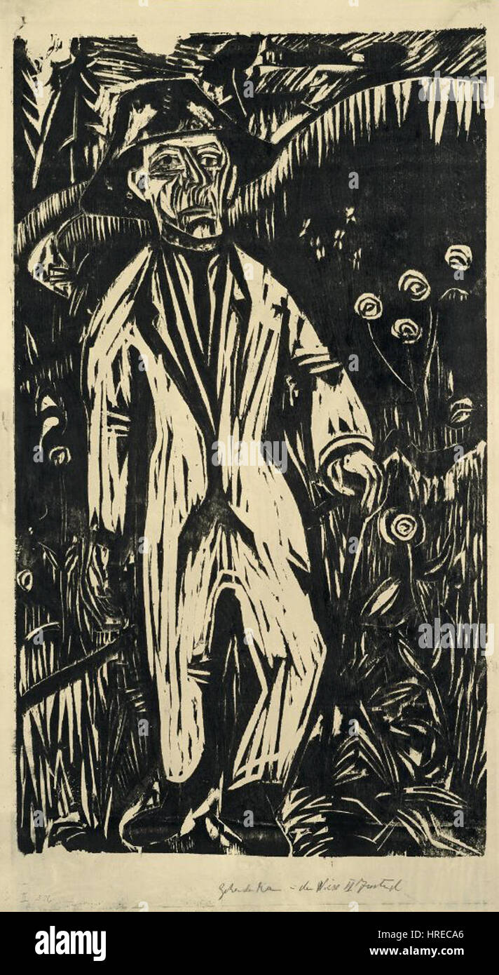 Ernst Ludwig Kirchner Gehender Mann in der Wiese Stock Photo