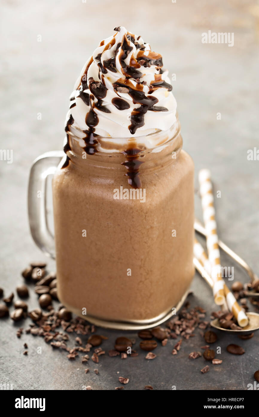 Chocolate frappe coffee with whipped cream Stock Photo Alamy