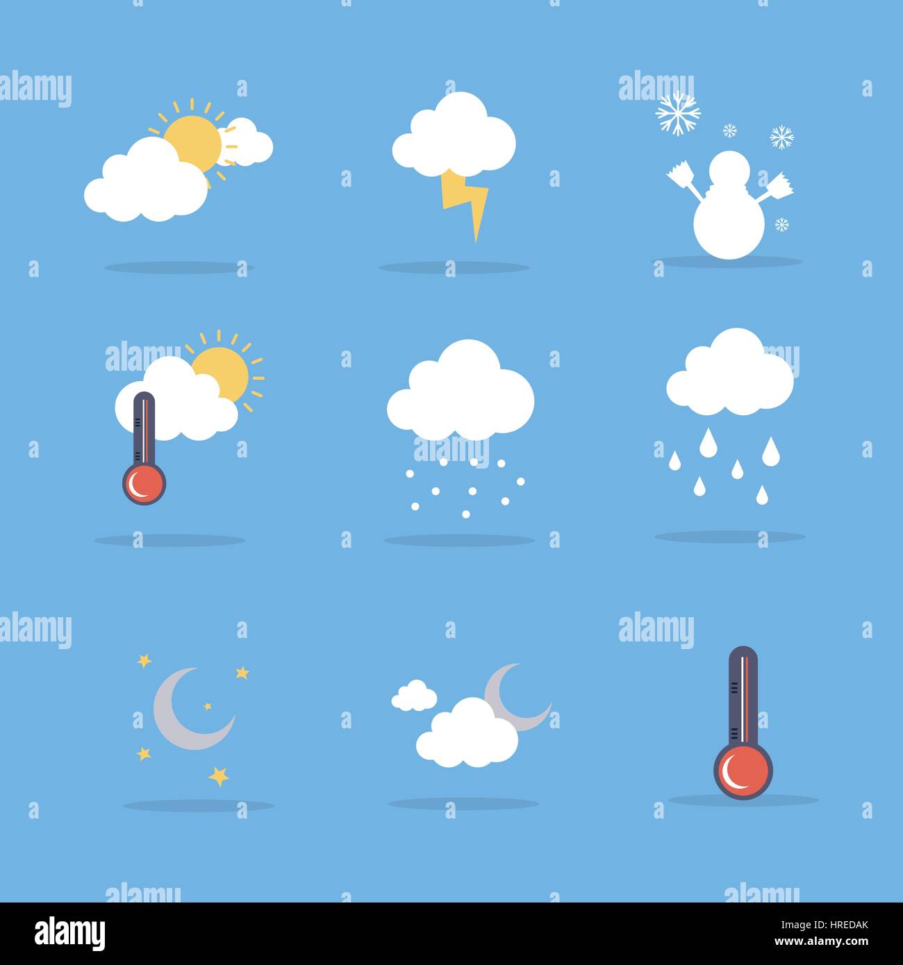 Weather set flat vector illustration Stock Vector Image & Art - Alamy