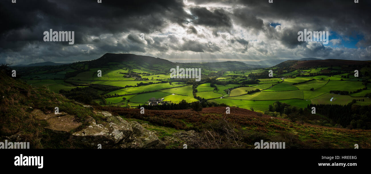Autumn Light on the landscape around the skirrid, Black Mountains, Brecon Beacons National Park, Wales UK Stock Photo