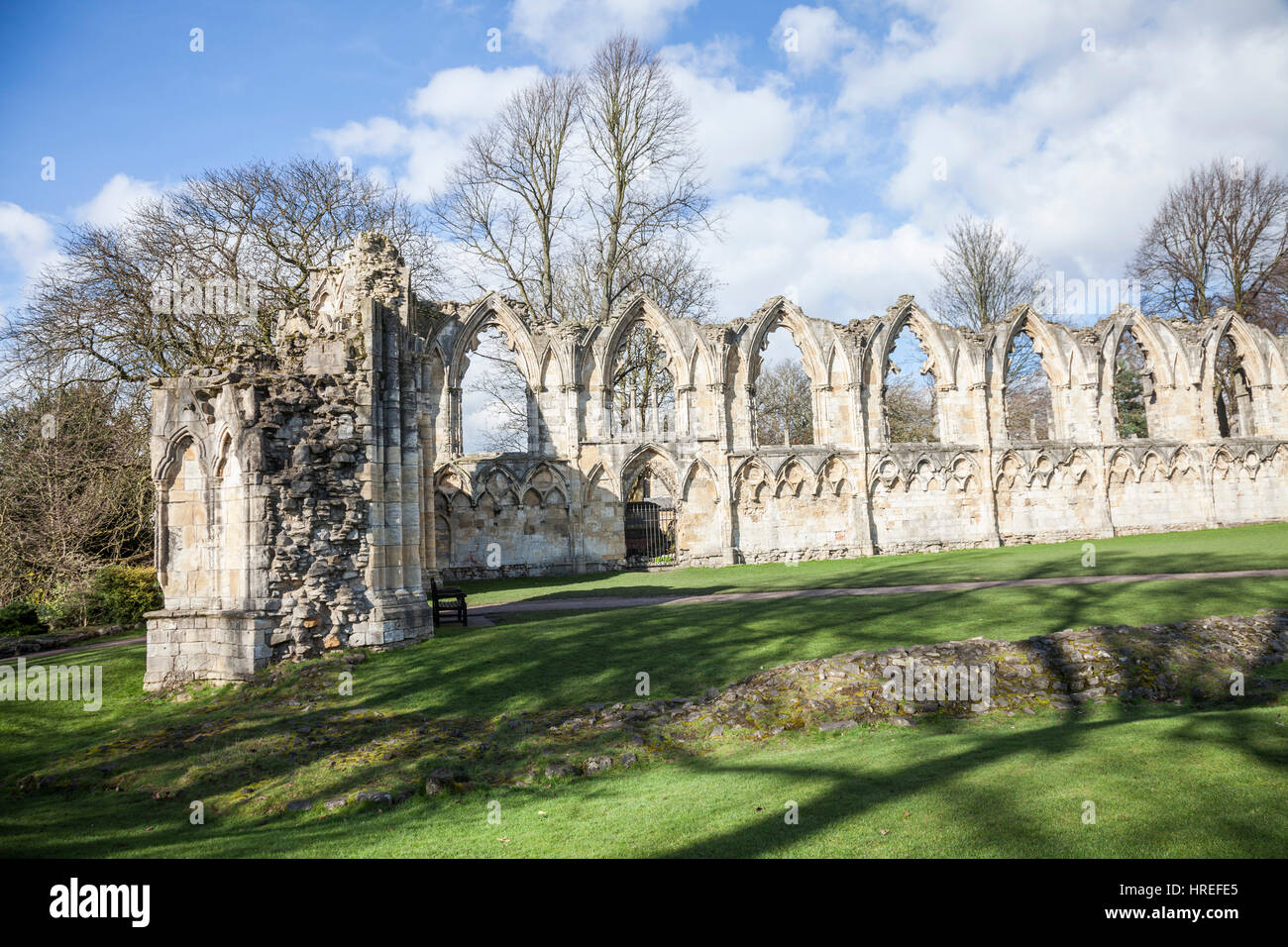 The ruins of St.Marys Abbey in the Museum Gardens,York,England,UK Stock Photo