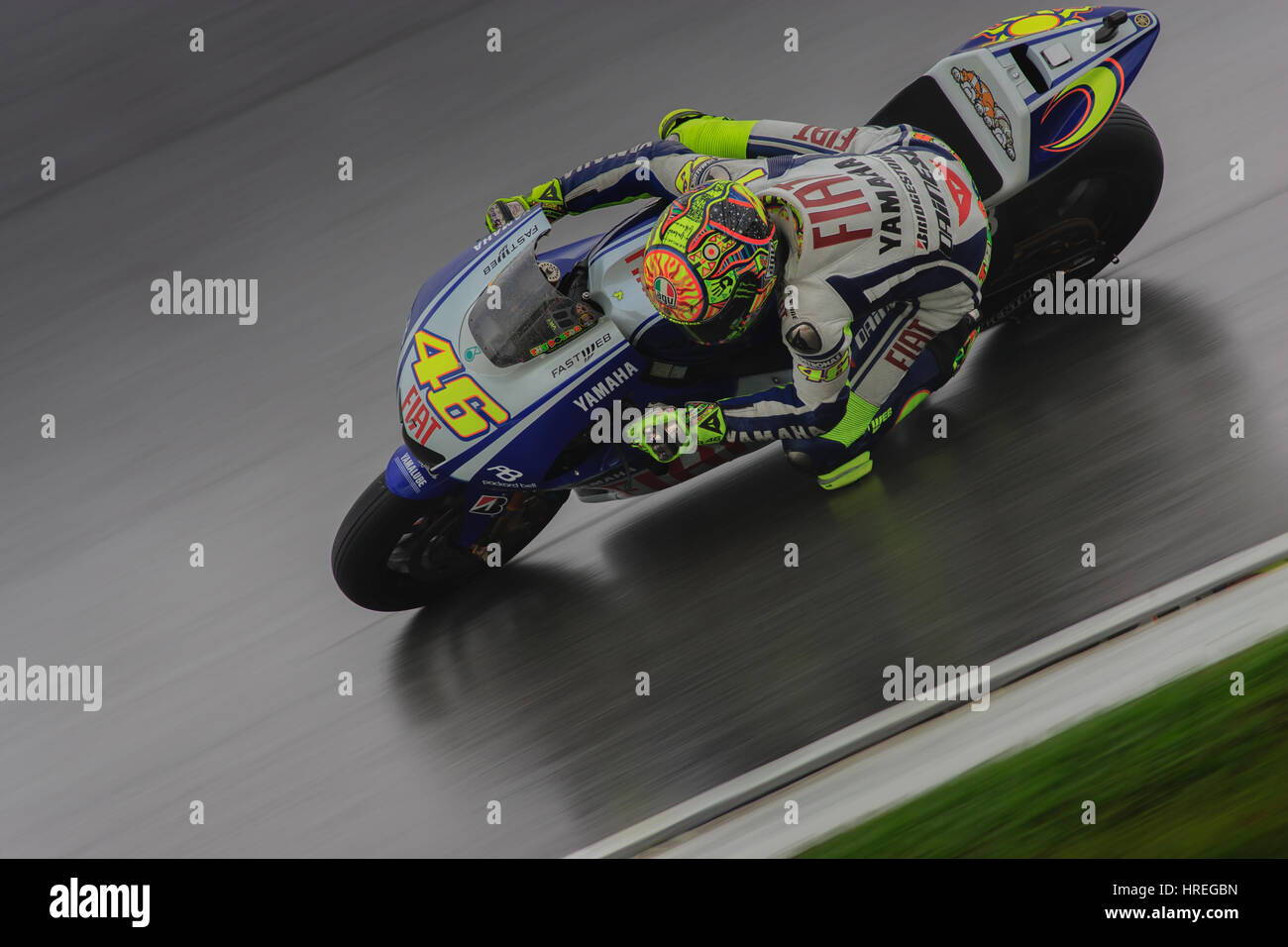 Valentino Rossi is a 9-time World Champion during the race in Sepang International Circuits. Stock Photo