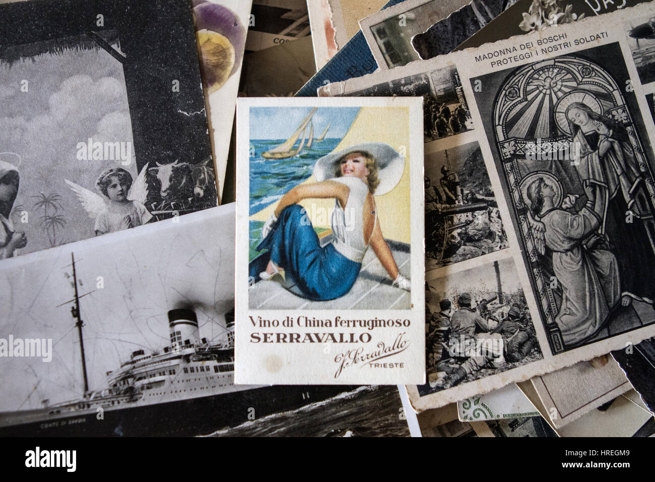 Old Italian postcards. Stock Photo