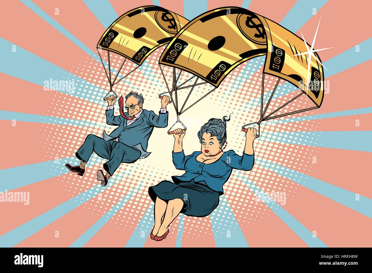 Golden parachute financial compensation in the business. Comic book