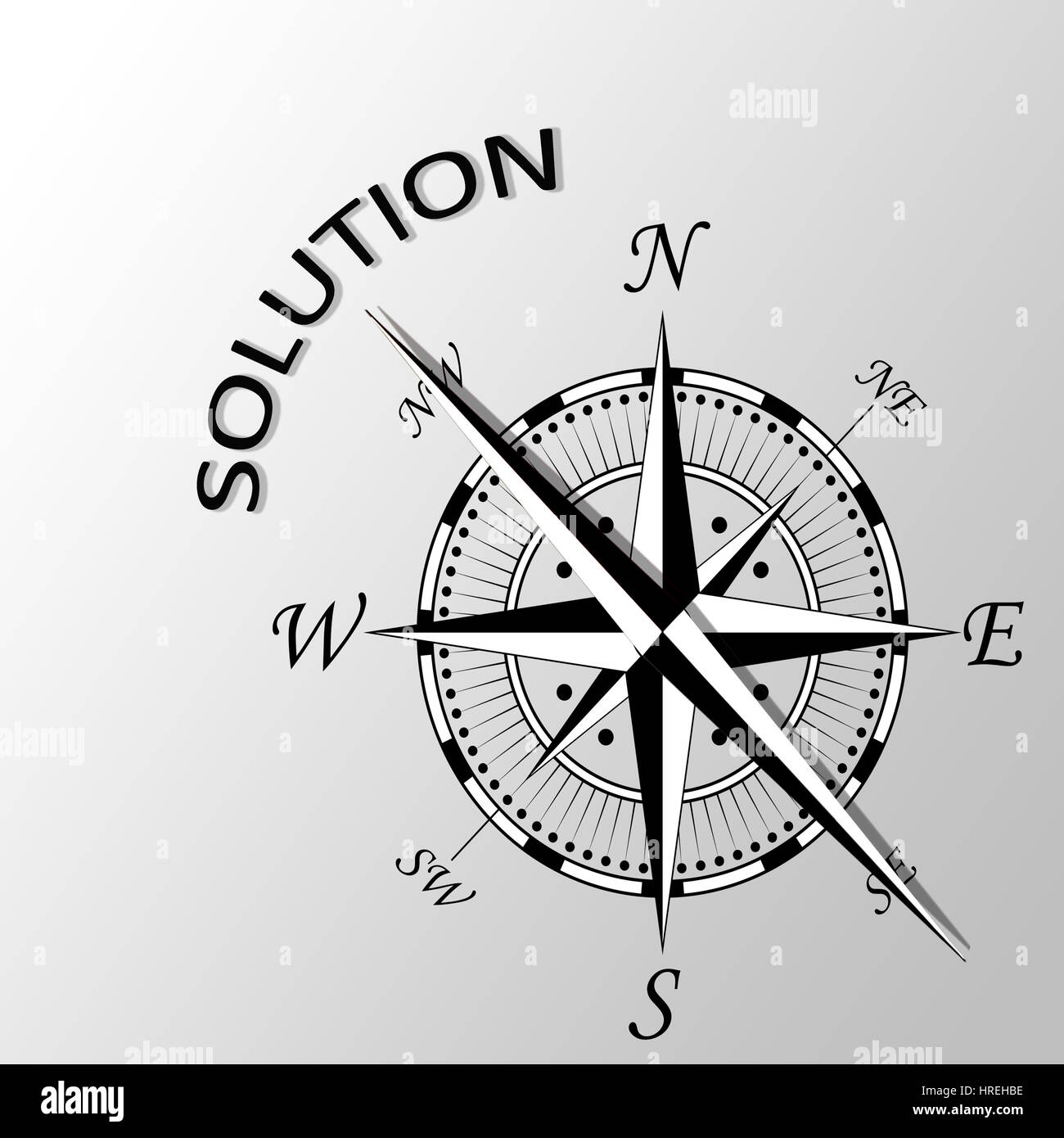 Illustration of Solution written aside compass Stock Photo - Alamy