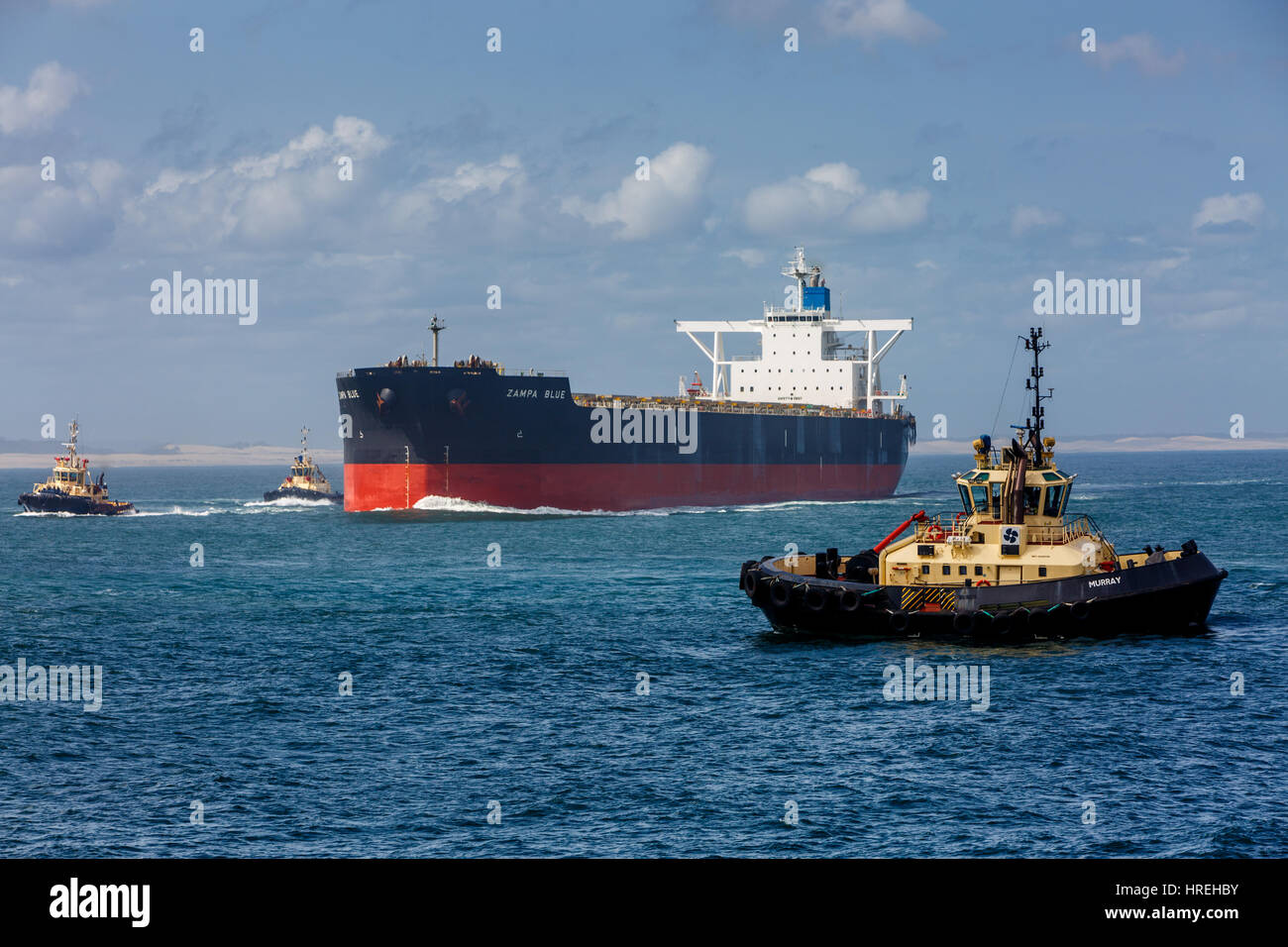 Bulk carrier Zamba Blue entering the Port of Newcastle in new south wales,australia Stock Photo