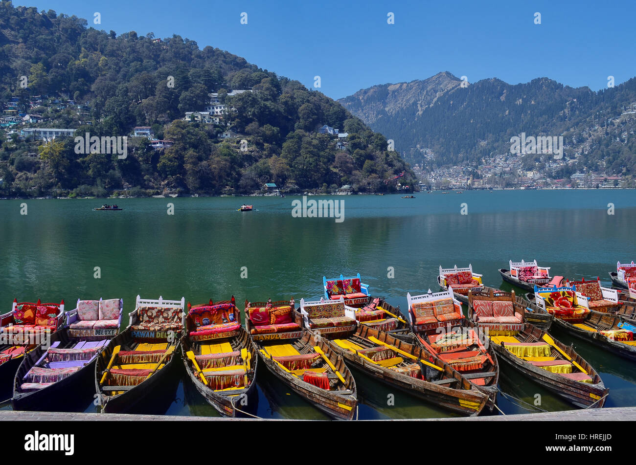 Waiting Boats of Nainital Stock Photo