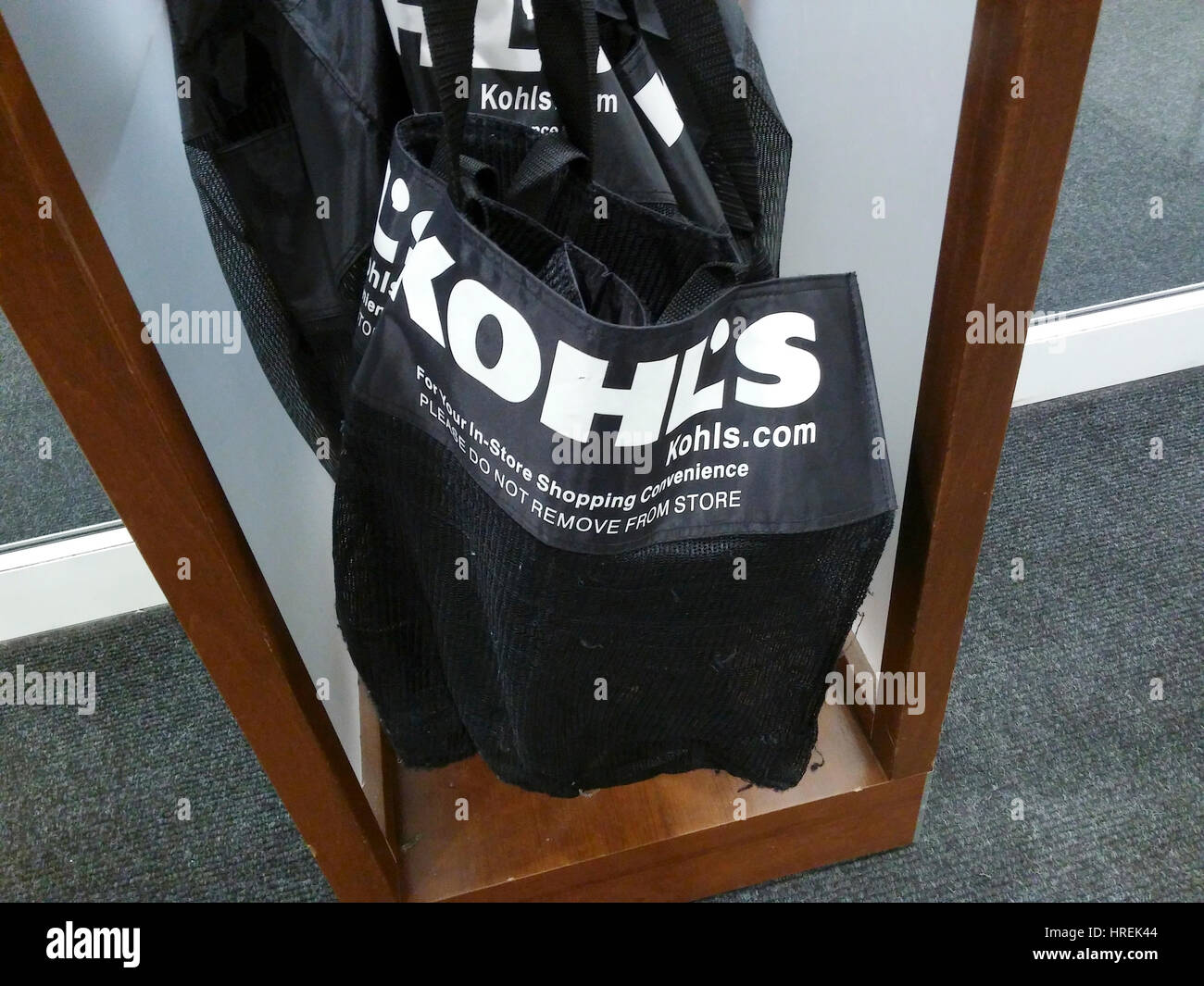 Kohl's department store shopping bags in the Rego Center Mall in Queens in  New York on Saturday, February 18, 2017, 2017. Kohl's is expected to report  its fourth-quarter earnings on February 23rd. (©