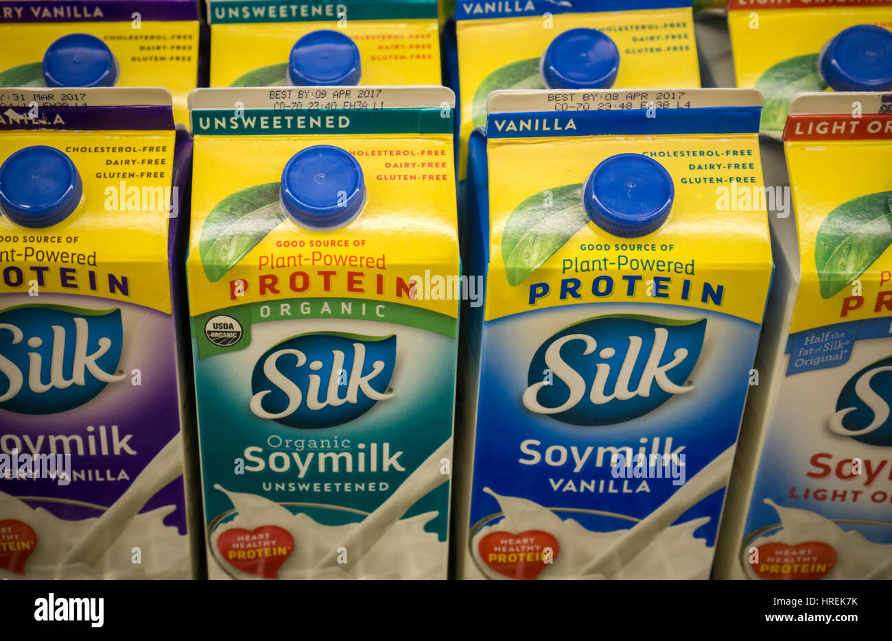 Containers of Dean Foods' Silk brand soy milk are seen in a supermarket in New York on Thursday