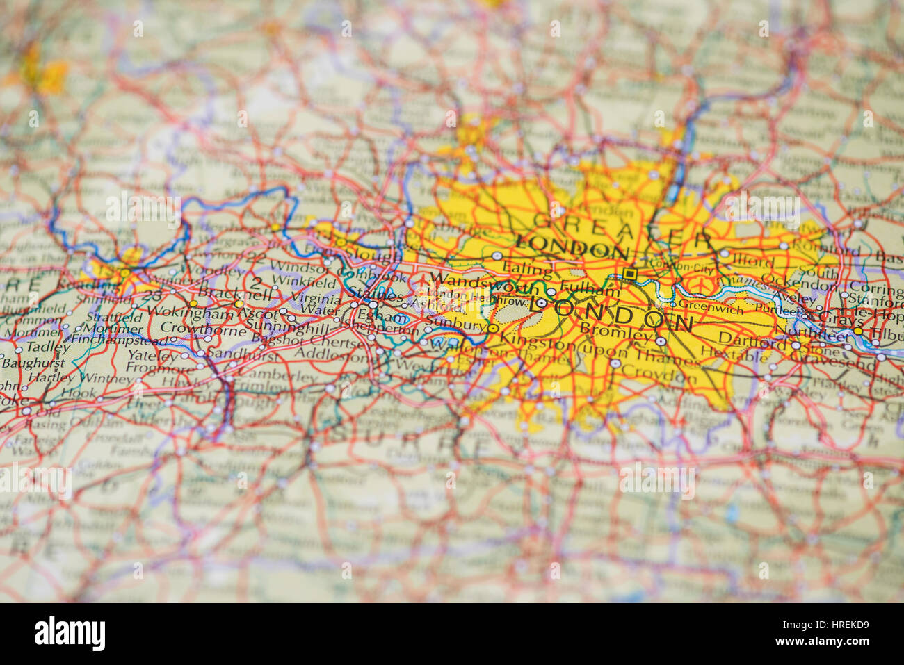 England map showing the city of London Stock Photo