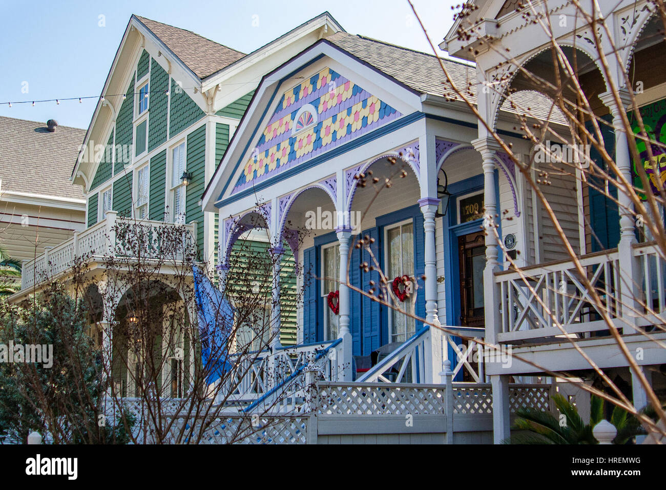 Historic homes in Galveston, Texas Stock Photo Alamy