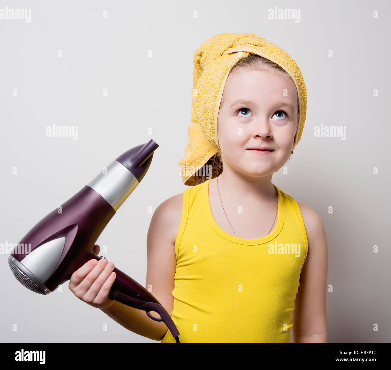 baby after shower with Hairdryer Stock Photo Alamy