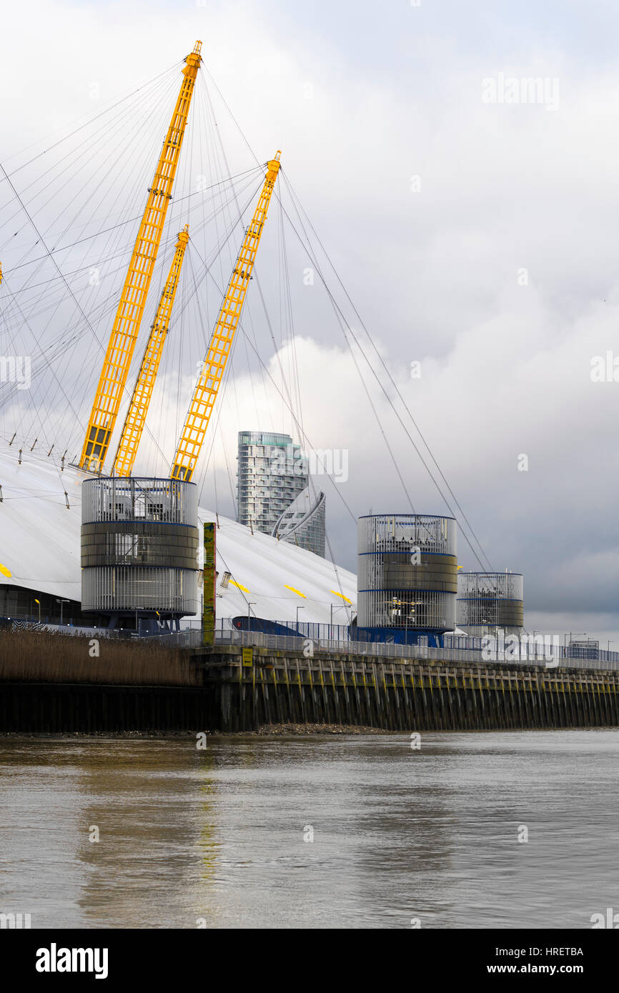 Millennium dome, now named O2, next to the river Thames at Greenwich, london, England. Stock Photo