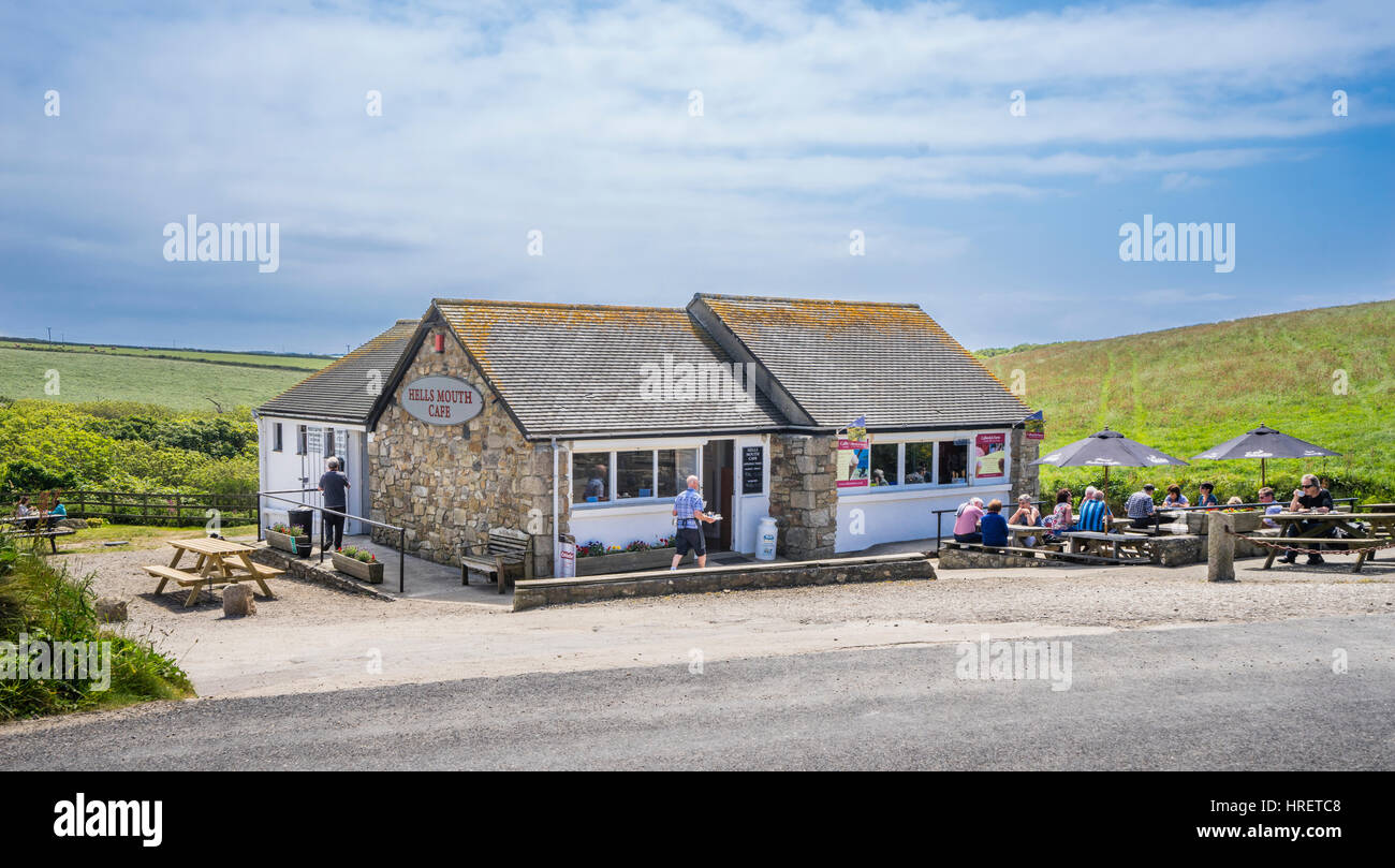 United Kingdom, Cornwall, Godrevy-Portreath Heritage Coast, Hell's Mouth Cafe Stock Photo