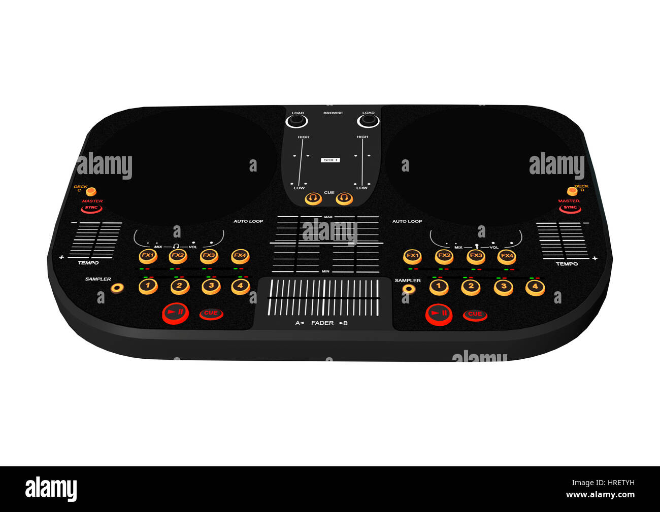 3D rendering of a DJ controller isolated on white background Stock ...