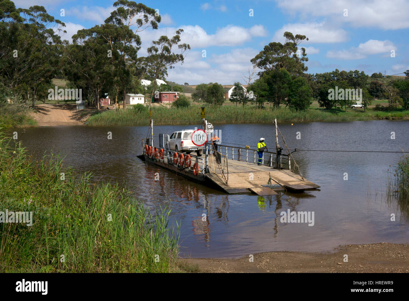 Malgas pont ferry on Breede river,overbear,western cape,south Africa Stock Photo
