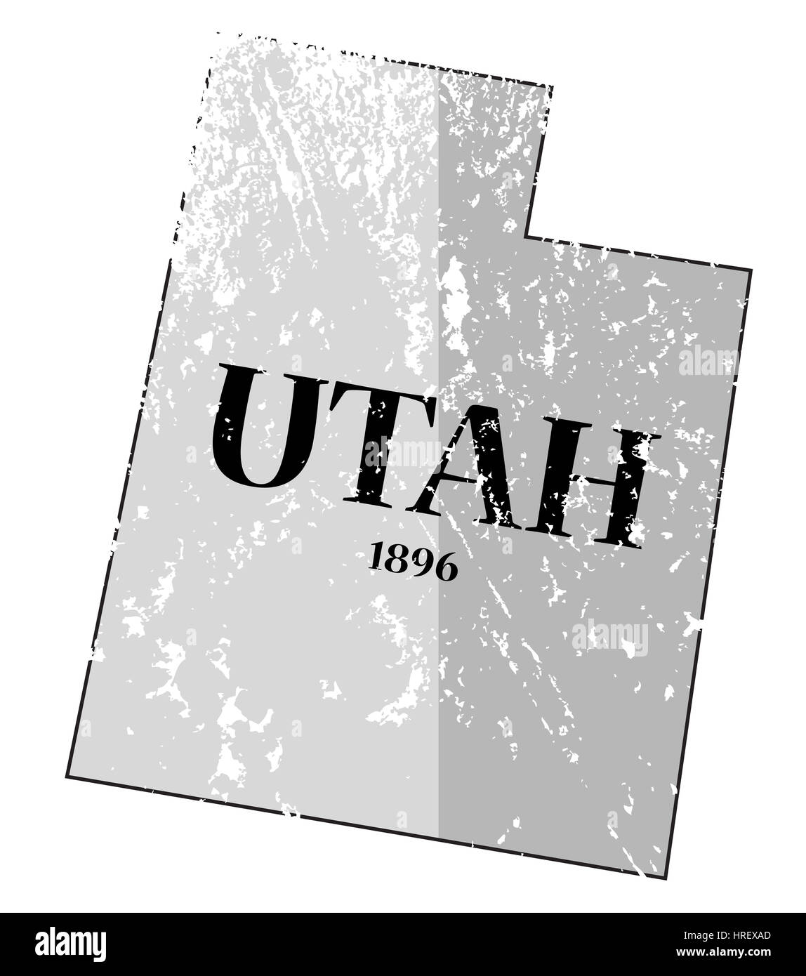 A grunged Utah state outline with the date of statehood isolated on a white background Stock Photo