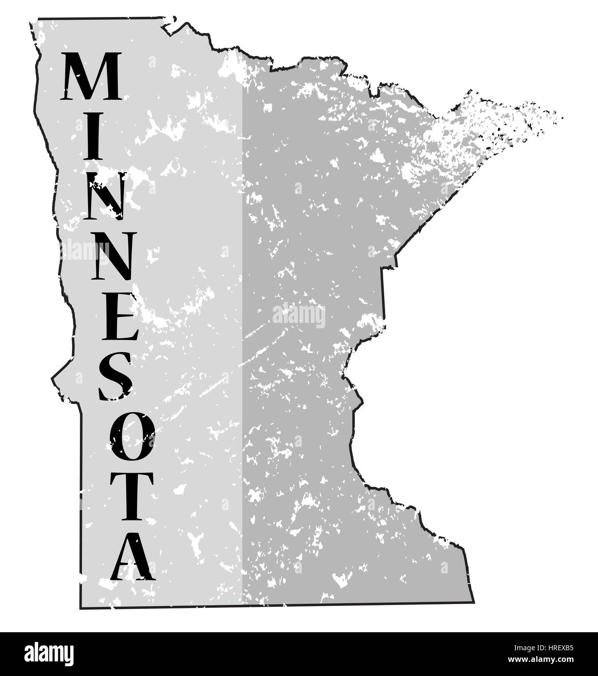 A grunged Minnesota state outline with the date of statehood isolated on a white background Stock Photo