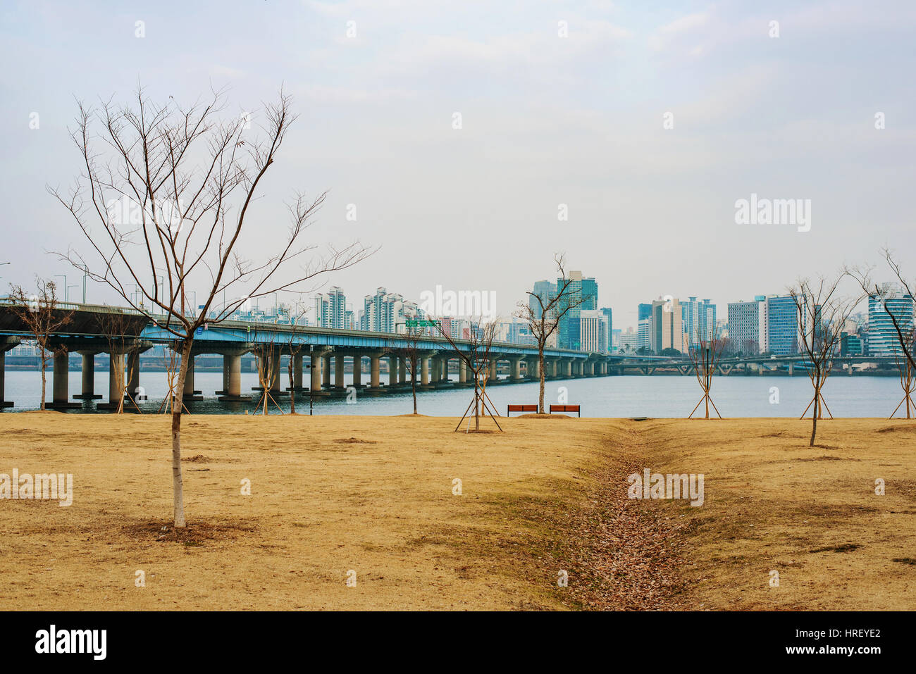 Han river park on a cold winter day Stock Photo