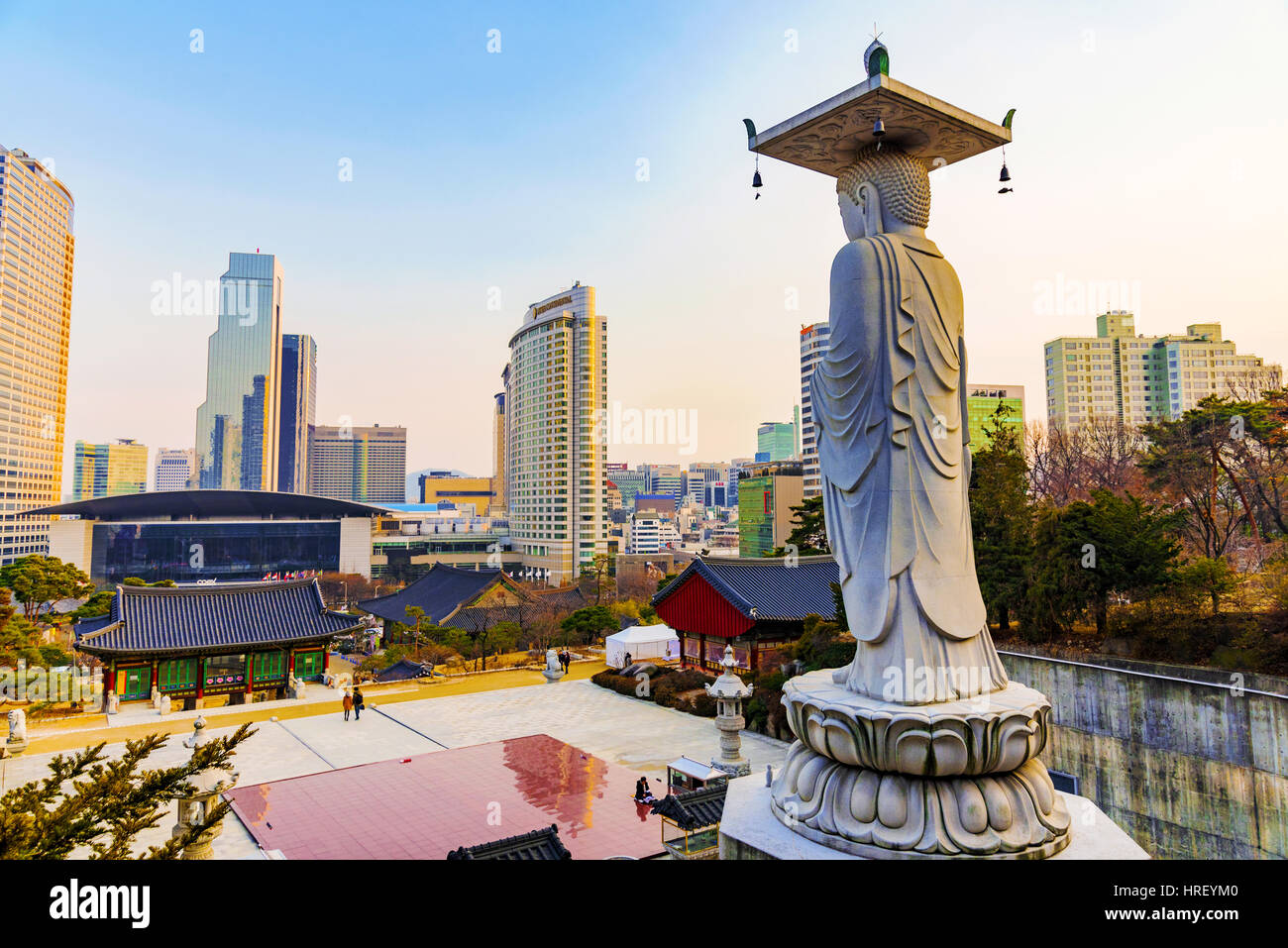 SEOUL, SOUTH KOREA - FEBURARY 27: This is Bongeunsa temple a famous buddhist temple and tourist attraction on Feburary 27, 2016 in Seoul. Stock Photo