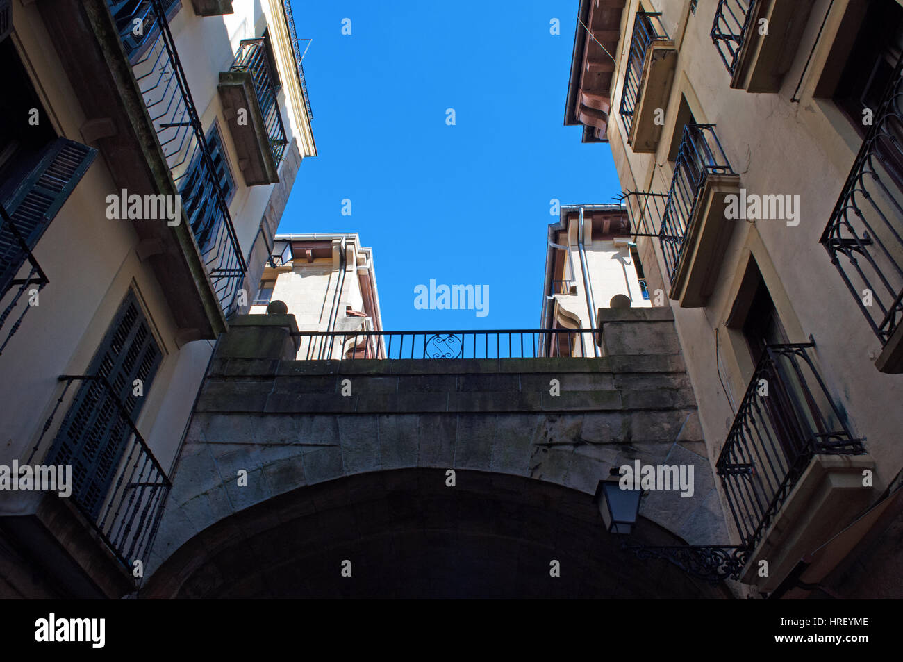 Donostia-San Sebastian, Basque Country: view of the palaces and the alleys of the Parte Vieja, the Old Town and the original nucleus of the city Stock Photo