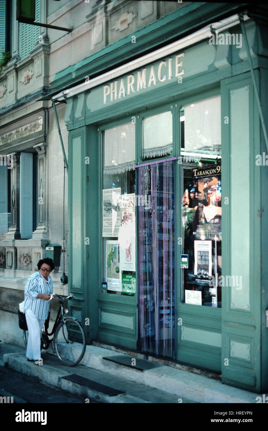 Pharmacy or Pharmacie with Traditional Style Shopfront Saint-Rémy-de-Provence Provence France Stock Photo