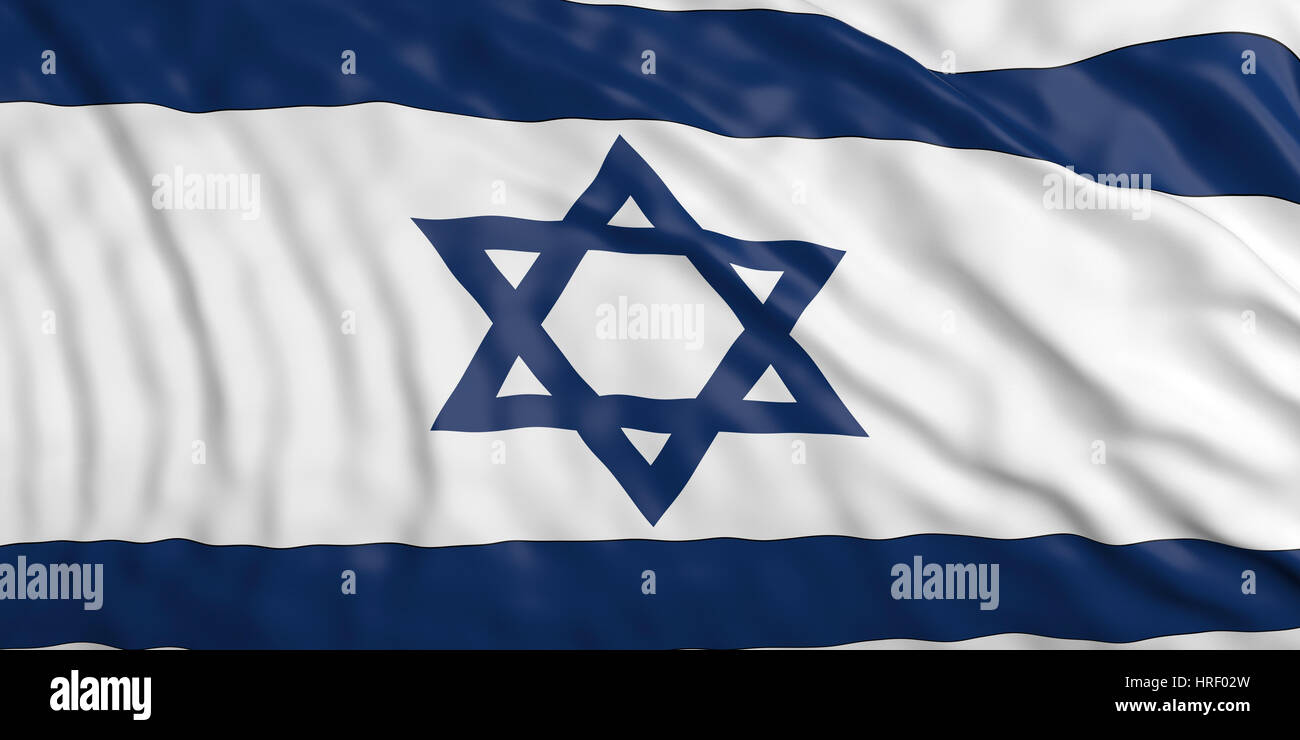 Waiving in the wind flag of Israel. 3d illustration Stock Photo - Alamy