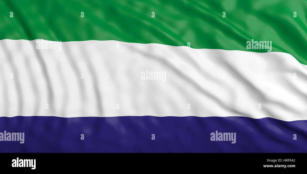 Waiving in the wind flag of Sierra Leone. 3d illustration Stock Photo ...