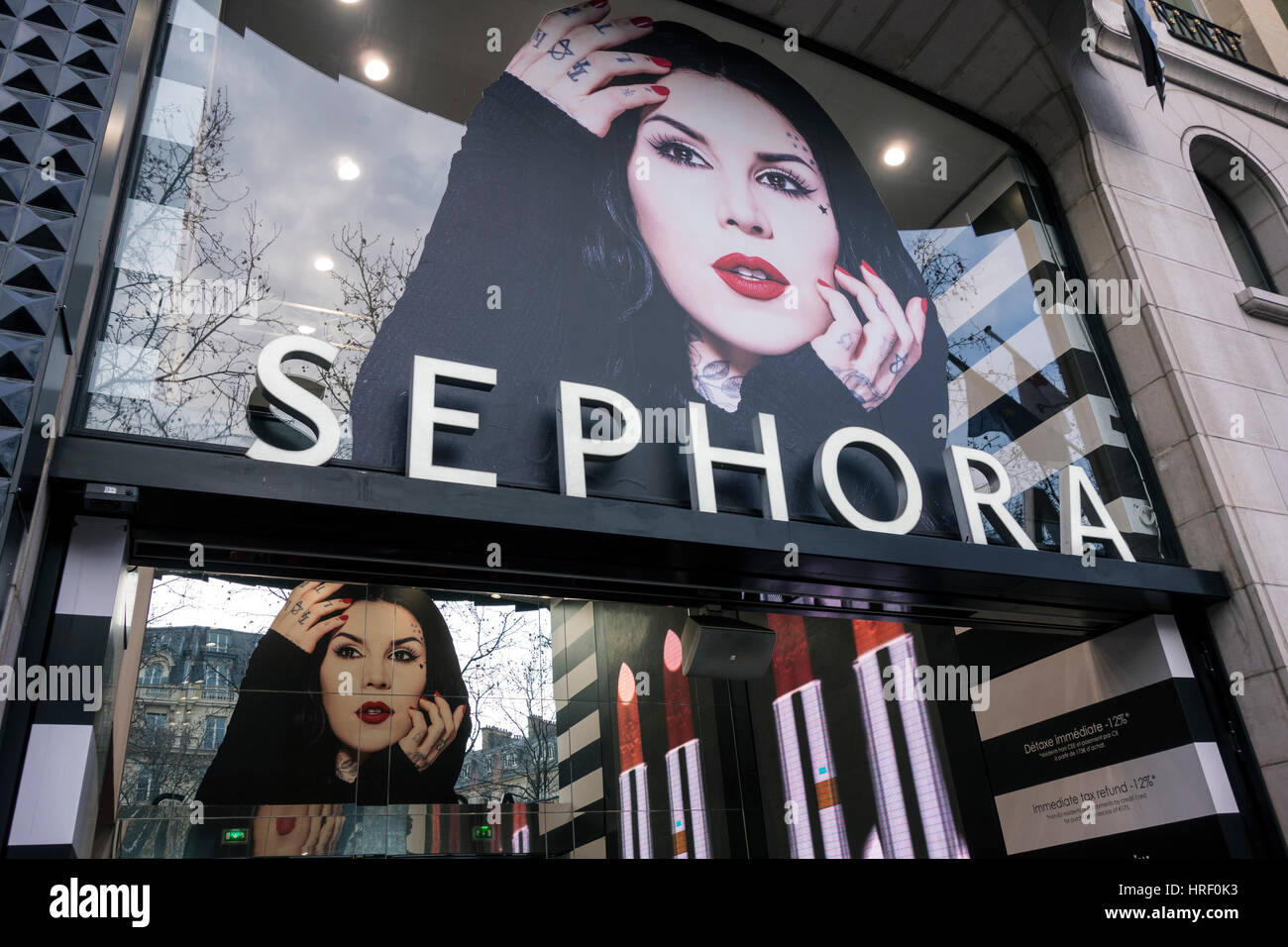 Kat Von makeup range promoted shortly after its launch at the Sephora flagship Champs-Élysées, Paris, France Stock Photo - Alamy