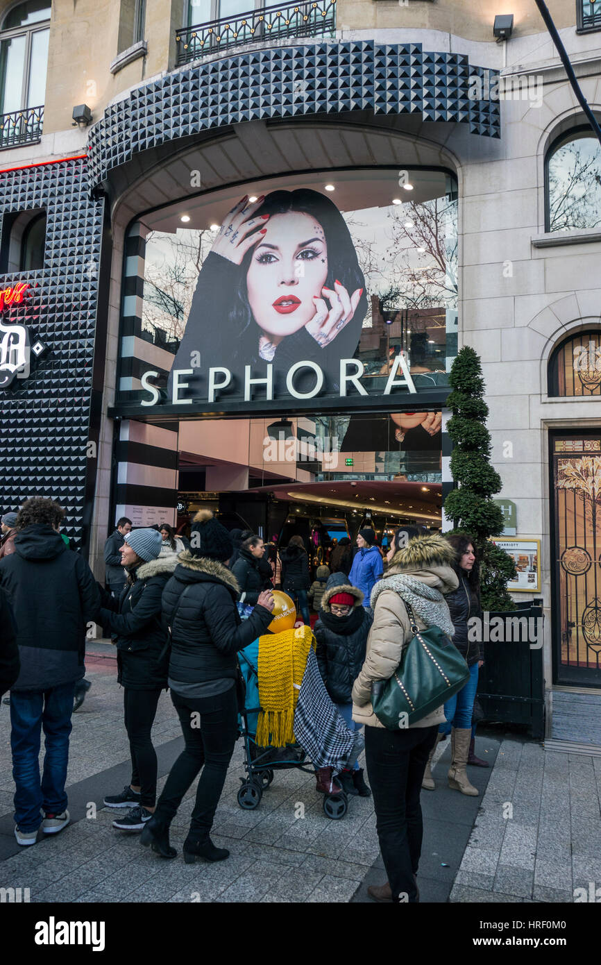 Eve for mig Nøjagtig Kat Von D makeup range promoted shortly after its launch at the Sephora  flagship store, Champs-Élysées, Paris, France Stock Photo - Alamy