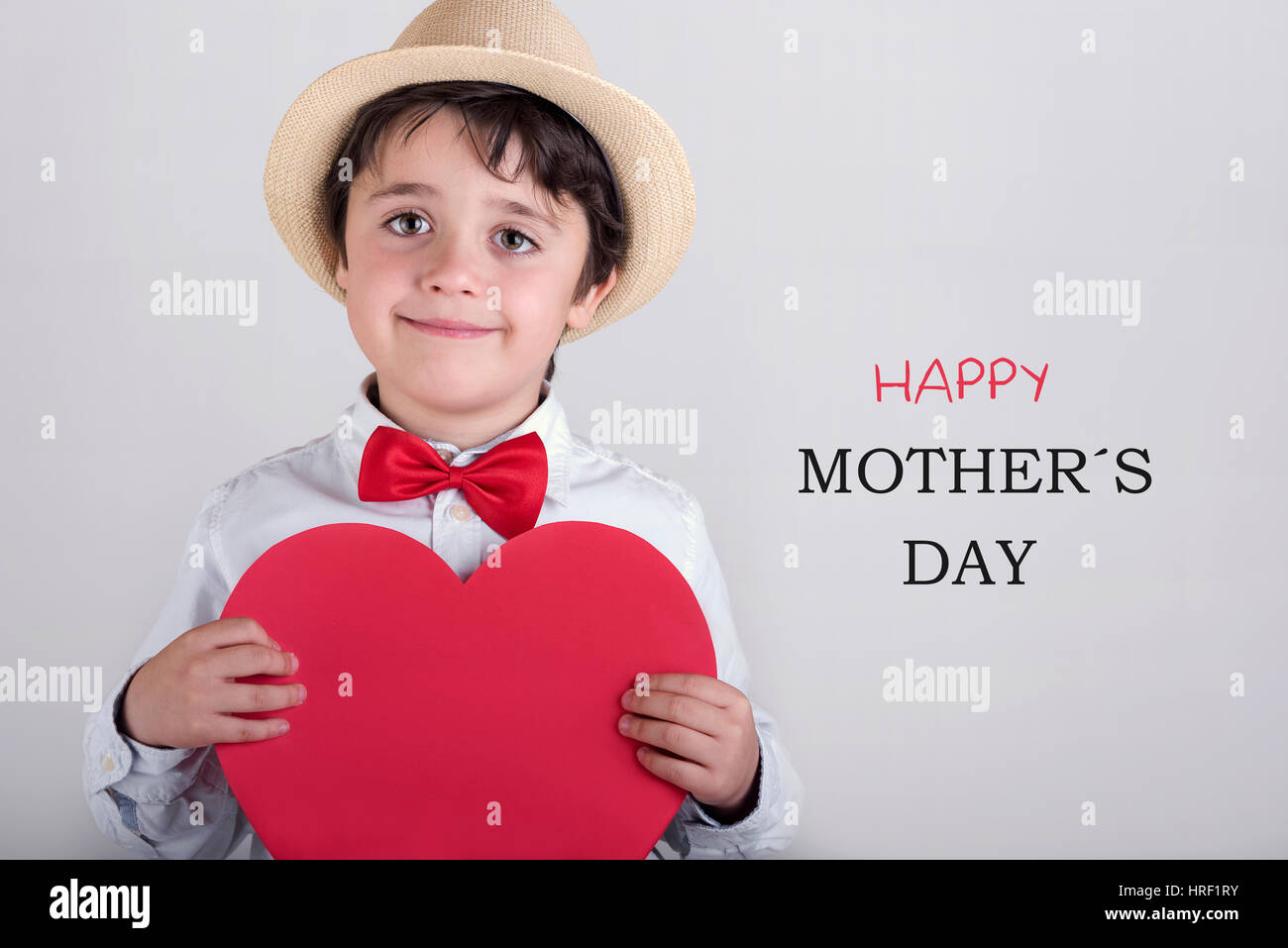 Happy Mother's Day. happy child with heart Stock Photo