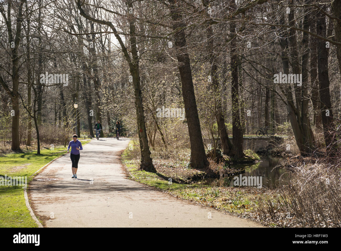 Running woman exercise park hi-res stock photography and images - Alamy