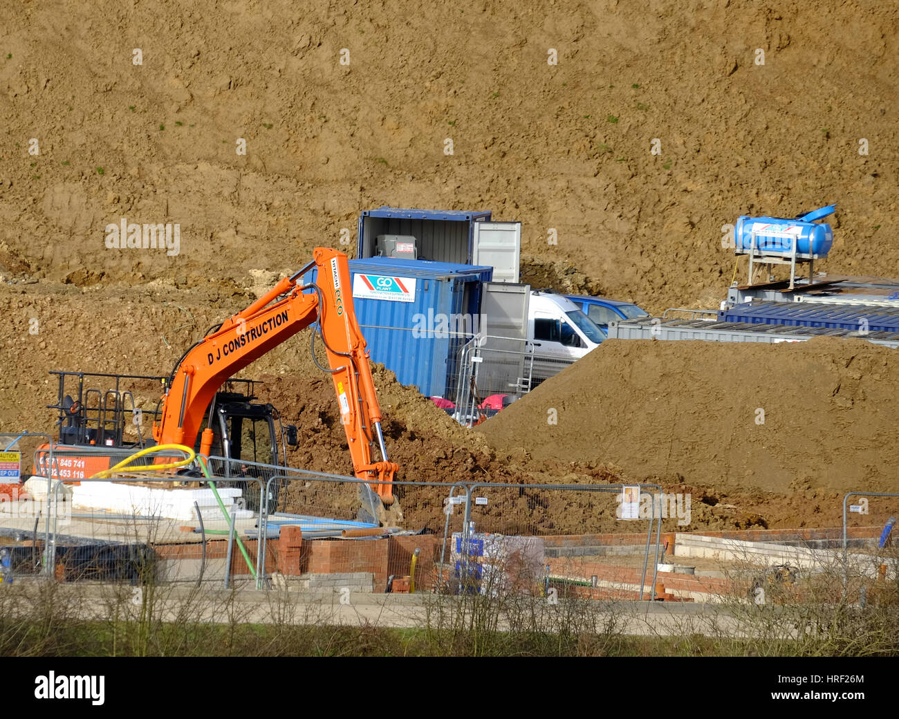 Preparing land for new housing development, England, UK Stock Photo