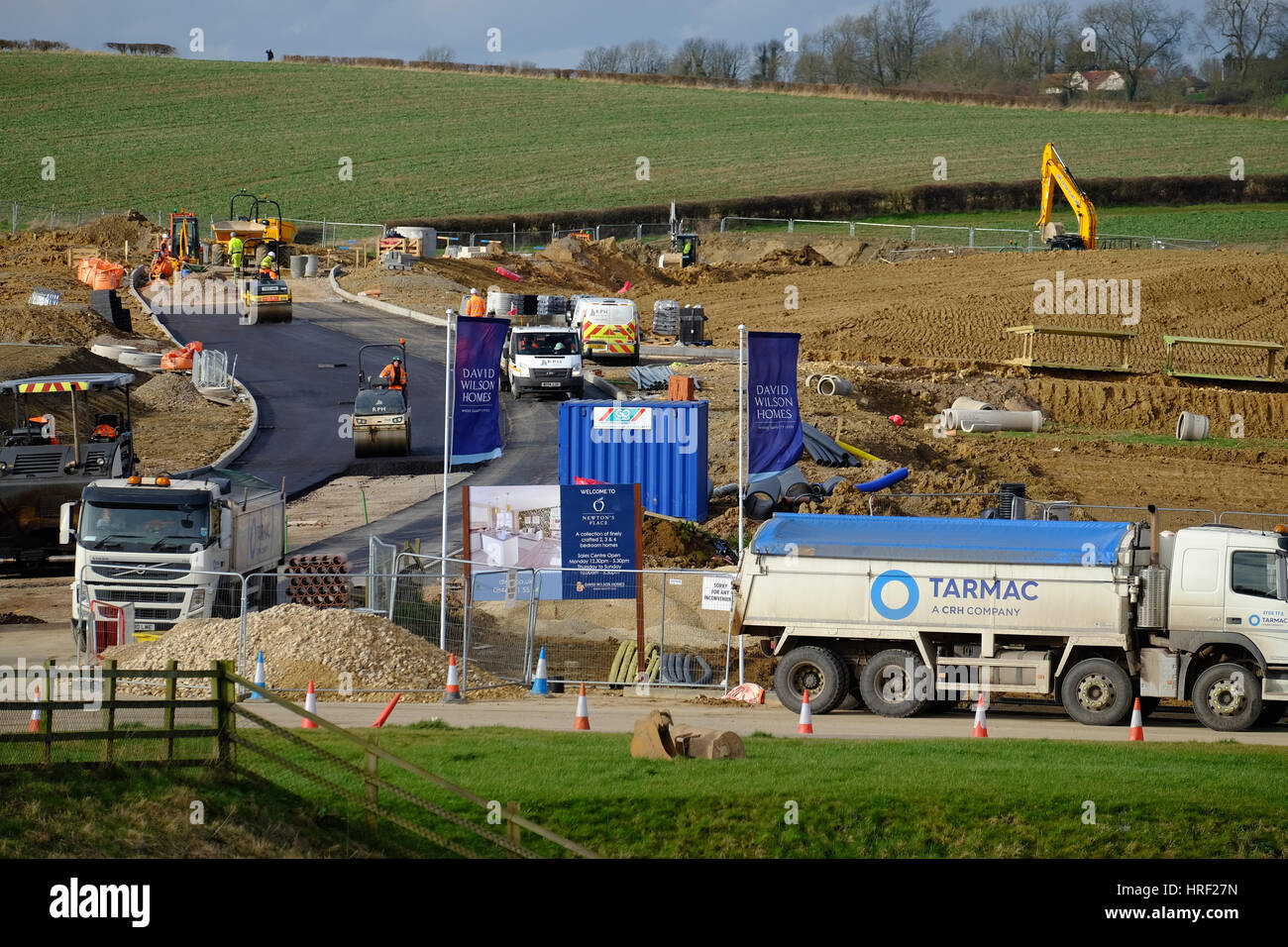 Preparing land for new housing development, England, UK Stock Photo