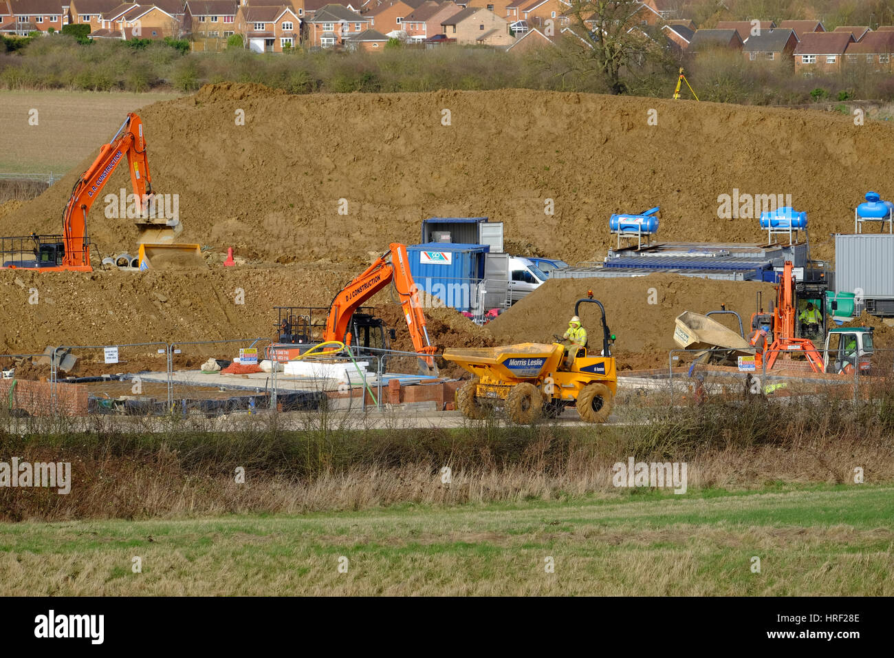 Preparing land for new housing development, England, UK Stock Photo