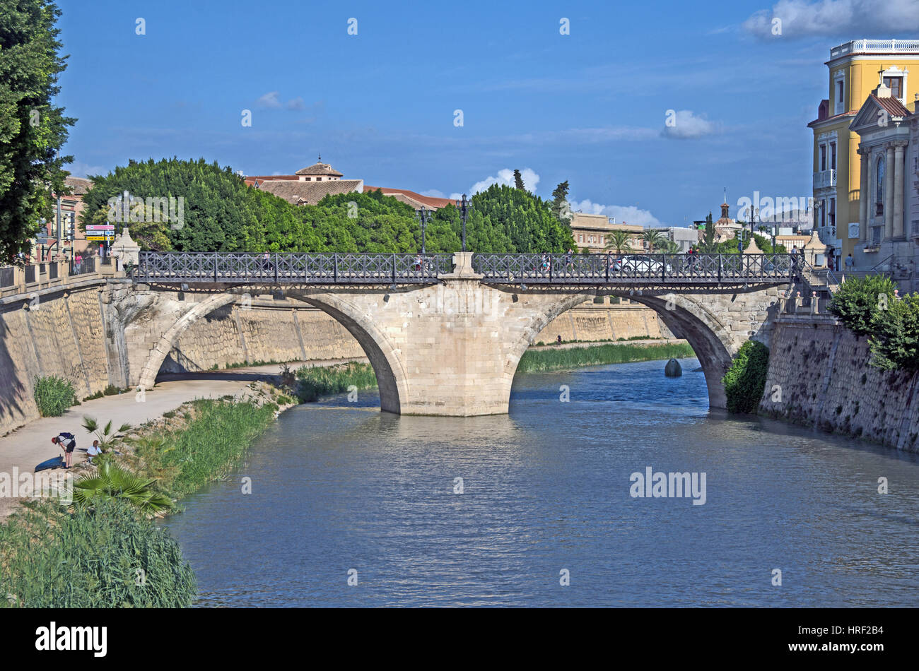 Murcia, River Segura, Puente Viejo Bridge, Costa Calida, Spain, Europe, Stock Photo