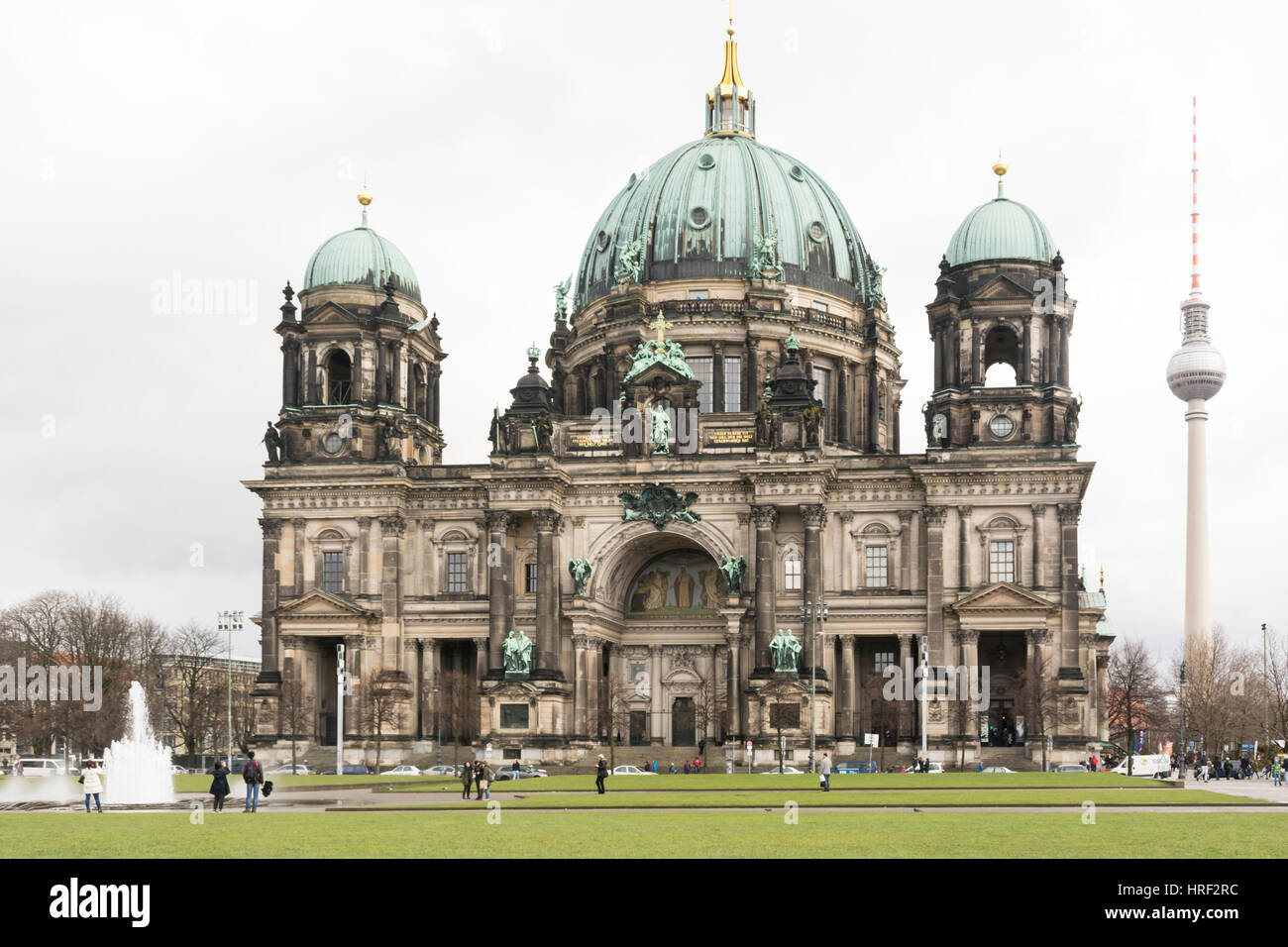 Berlin Cathedral (Berliner Dom) and TV Tower, Berlin, Germany, Europe Stock Photo