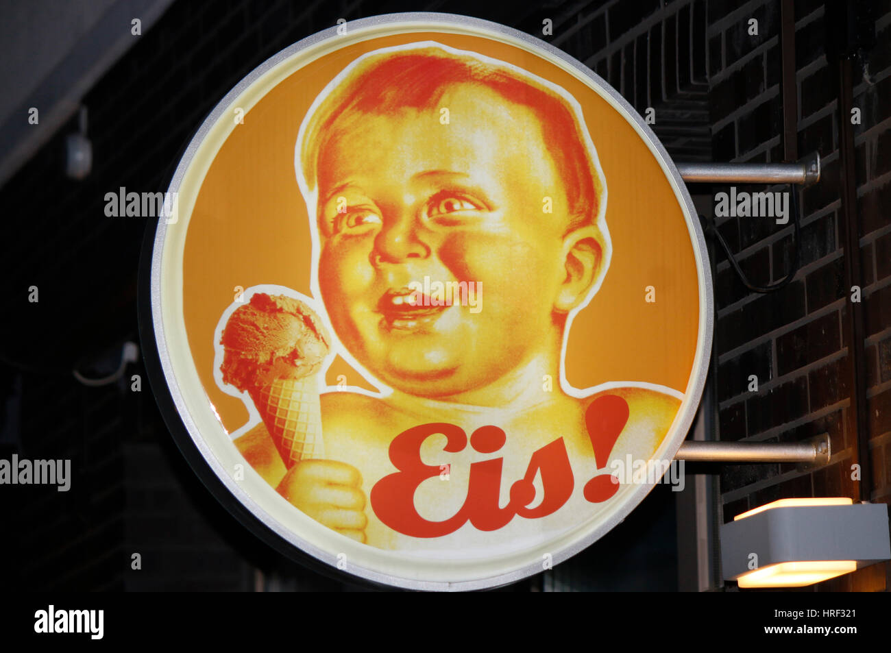eine alte Werbung fuer 'Eis'', Berlin. Stock Photo