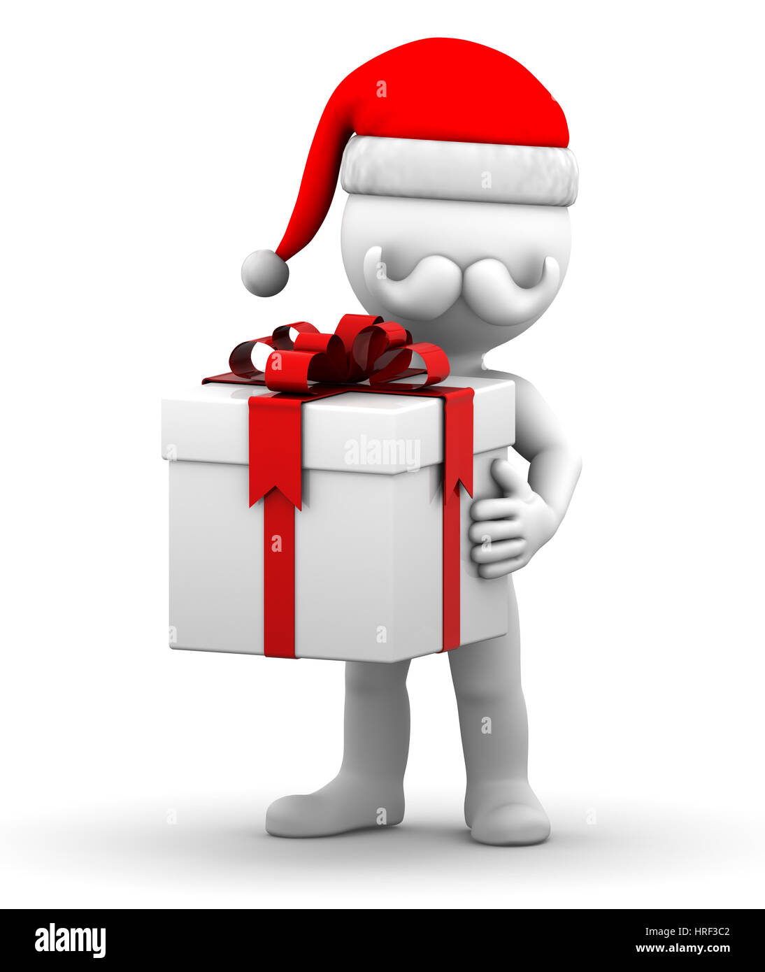 Happy 3D Santa holding big gift box. Isolated on white background Stock ...