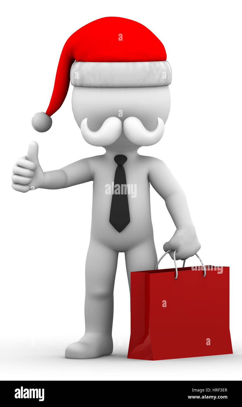 Santa Claus with shopping bag. Isolated on white background Stock Photo ...