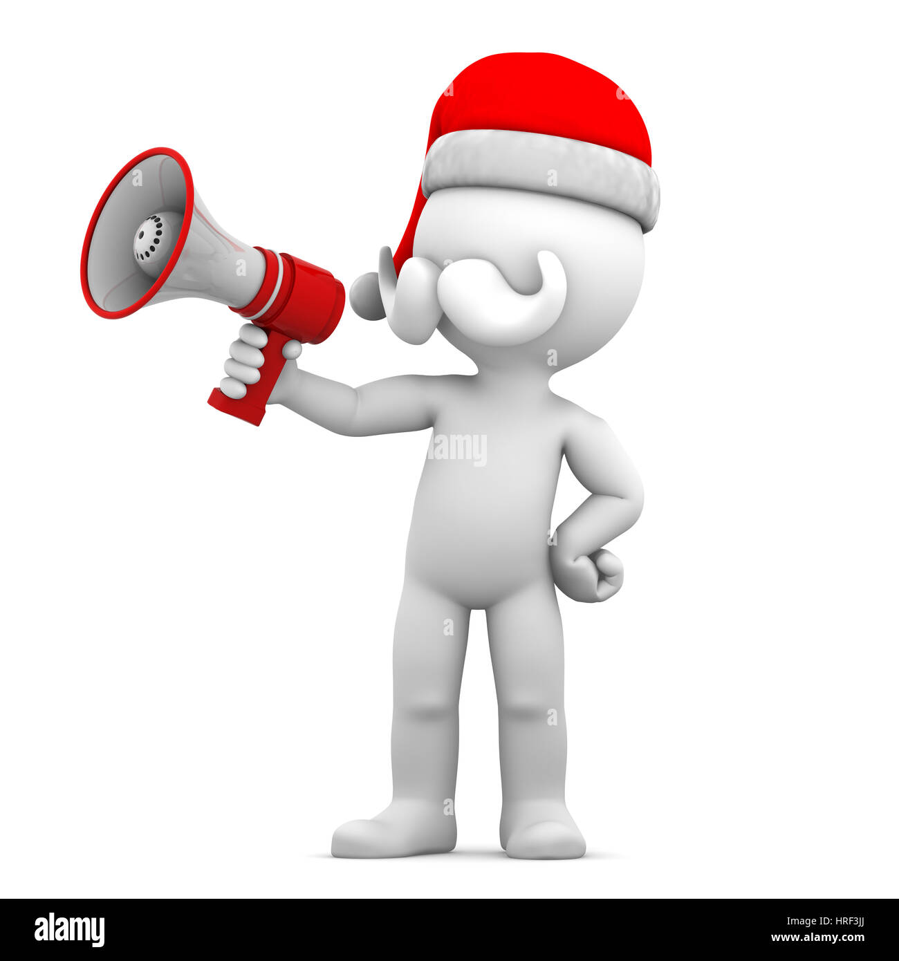 Santa Claus  with loud hailer/megaphone isolated on a white background Stock Photo