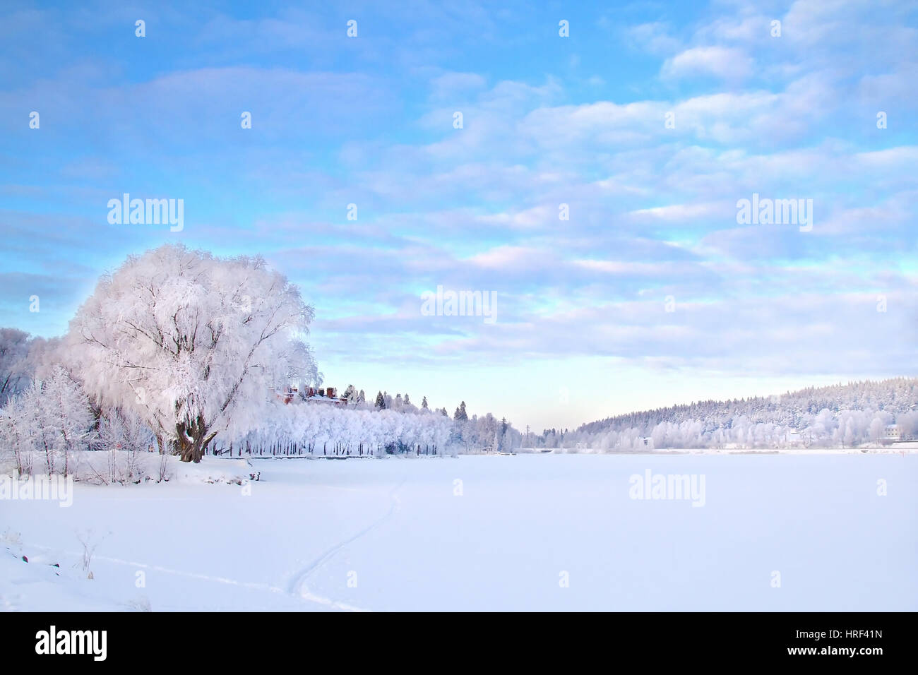 Beautiful winter landscape in Hameenlinna Stock Photo