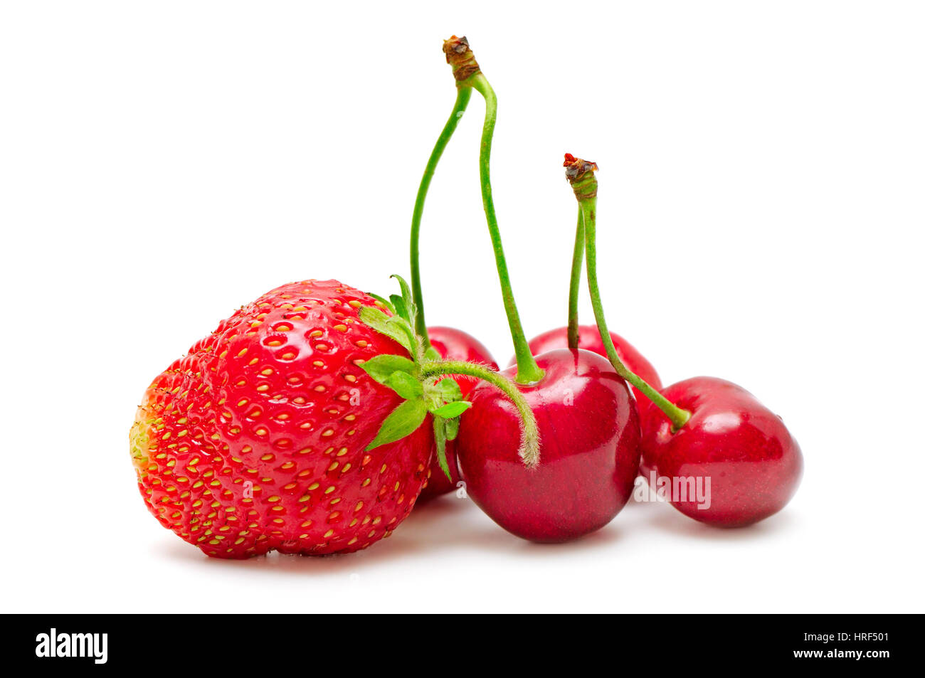 Cherries and strawberries isolated on white background Stock Photo Alamy