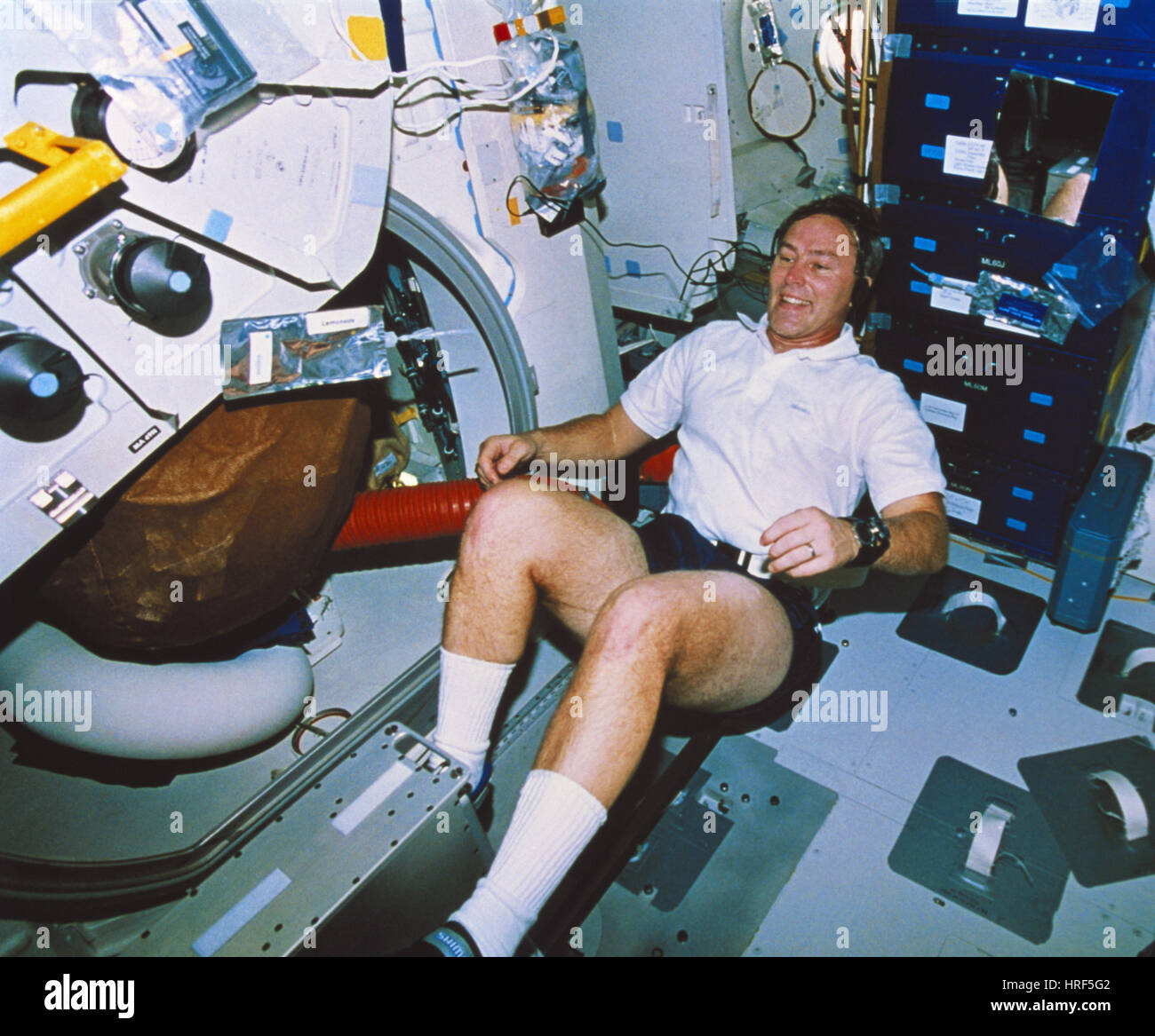 STS-74, Astronaut Ross Exercising, 1995 Stock Photo
