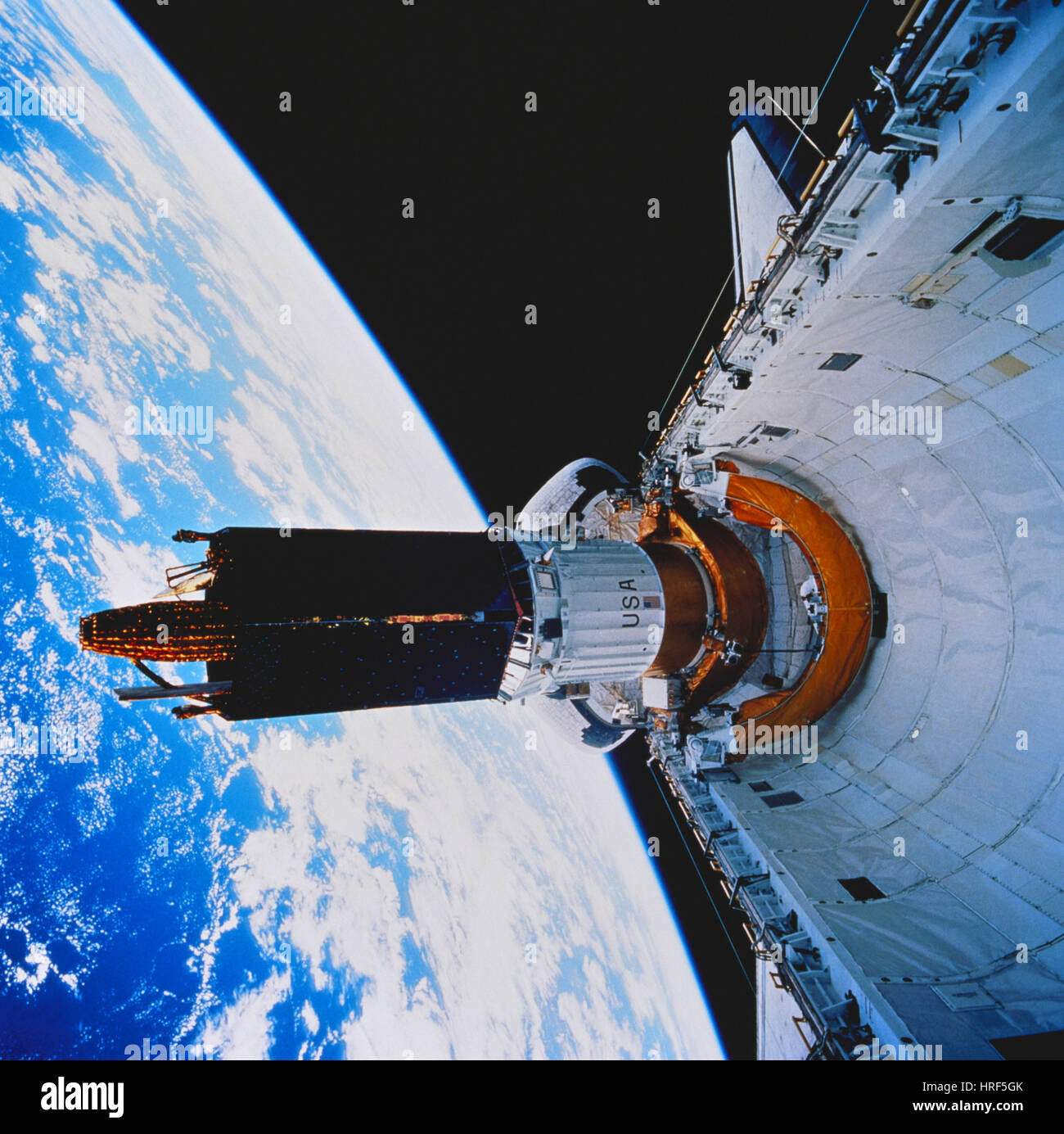 STS-70, TDRS-7 Being Released, 1995 Stock Photo