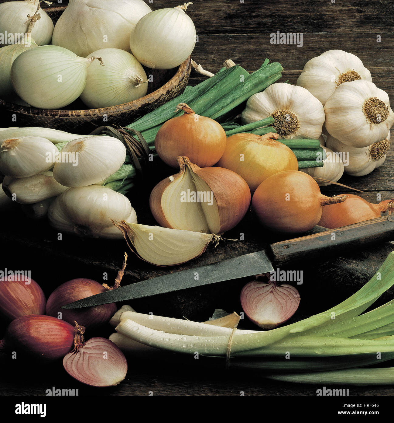 Garlic, Leeks and Onions Stock Photo Alamy