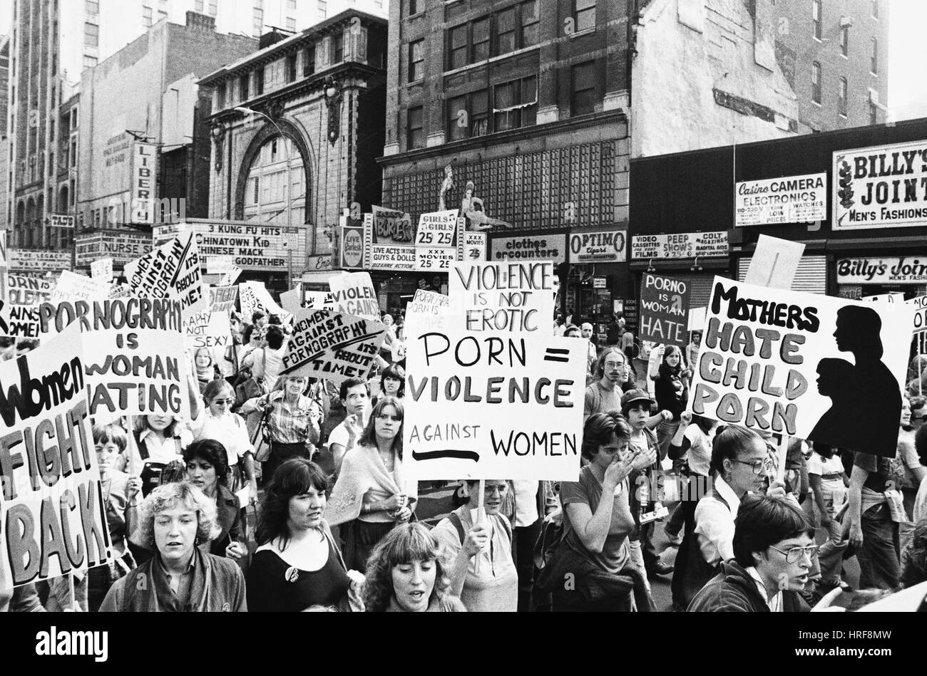 Women Protest Porn, 42nd St., NYC Stock Photo