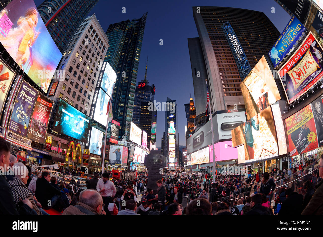 Times Square, Fisheye, New York City, New York, USA Stock Photo
